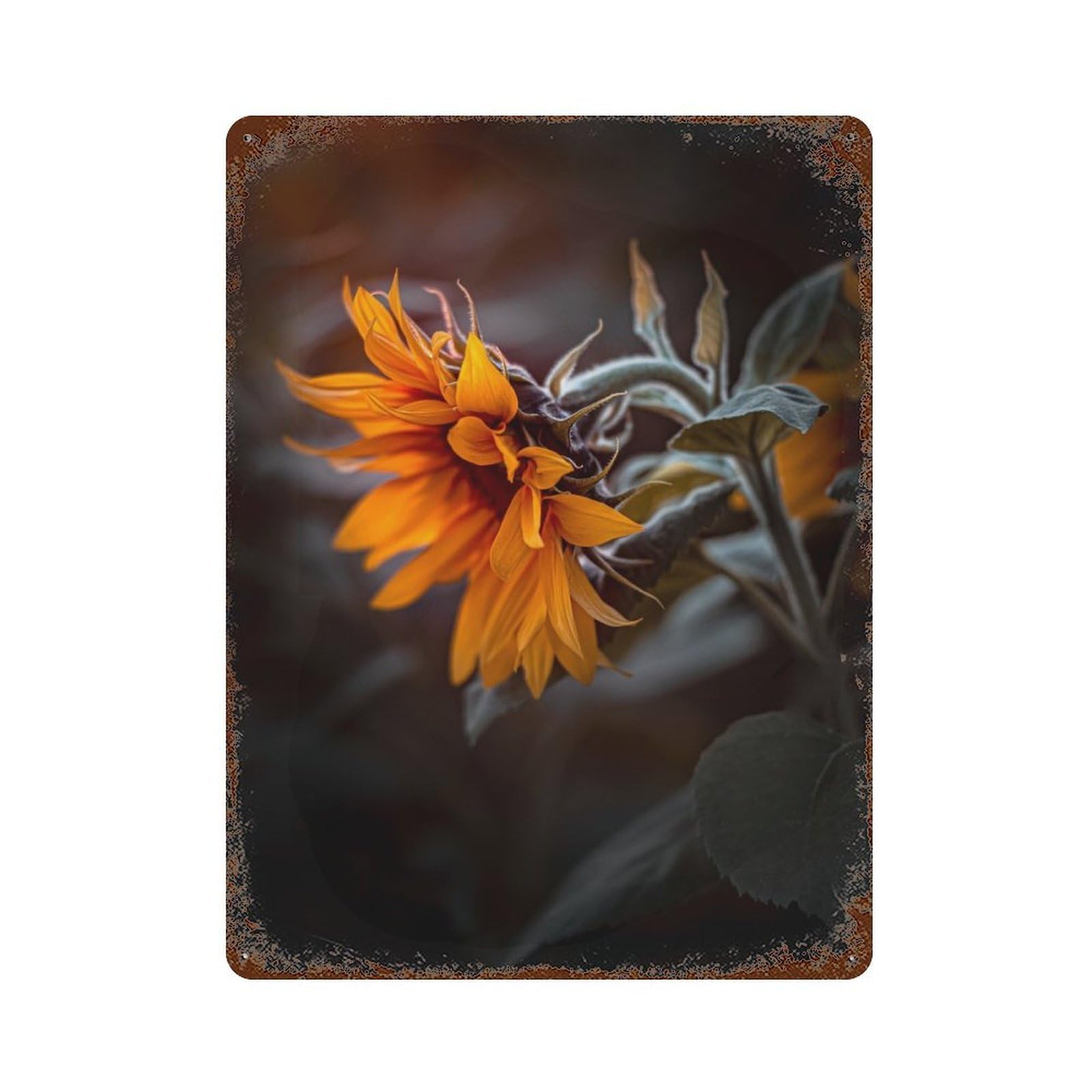 Sunflower 6 Vintage Rust Metal Sign 15.7"x11.8", Classic Wall Plaque for Basement, Hobby Room And Garage Decor
