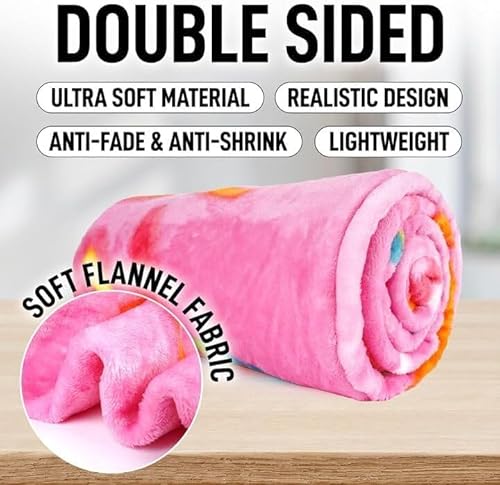 Zulay Donut Blanket - Novelty Big Round Pink Glazed for Adults and Kids - Premium Soft Flannel for Indoors, Outdoors, Travel, Home - 285 GSM, 47 Inches