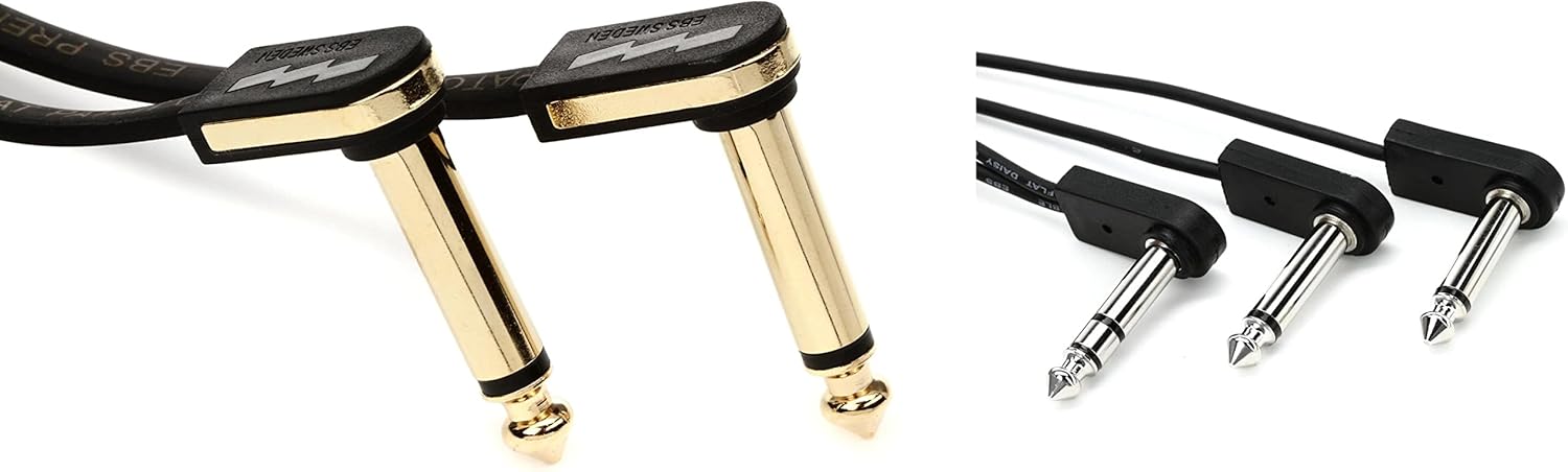 EBS PG-58 Premium Gold Flat Patch Cable - Right Angle to Right - 22.83 inch + EBS ICY-30 Flat Insert C