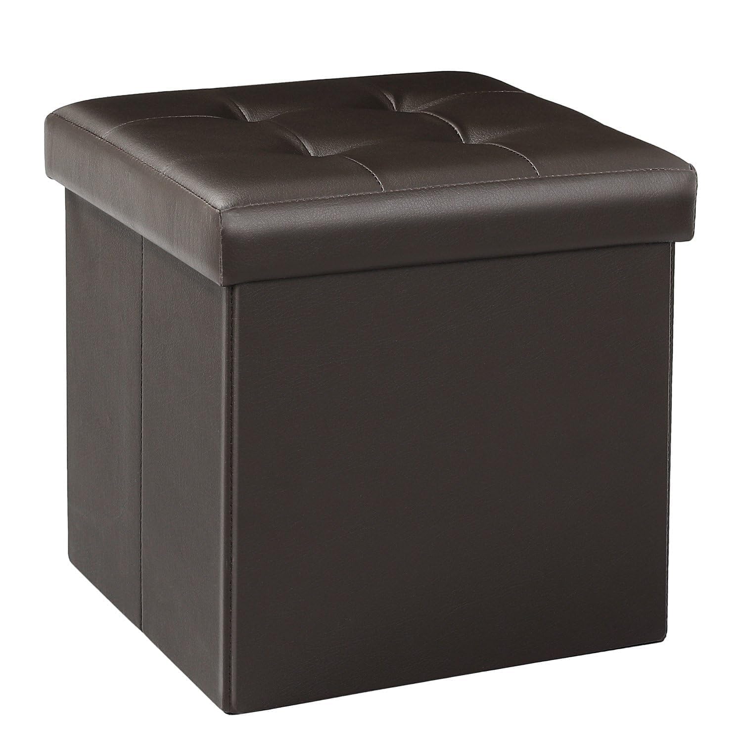 Pouf de rangement pliable haut de gamme | Finition marron élégante et structure 150 kg