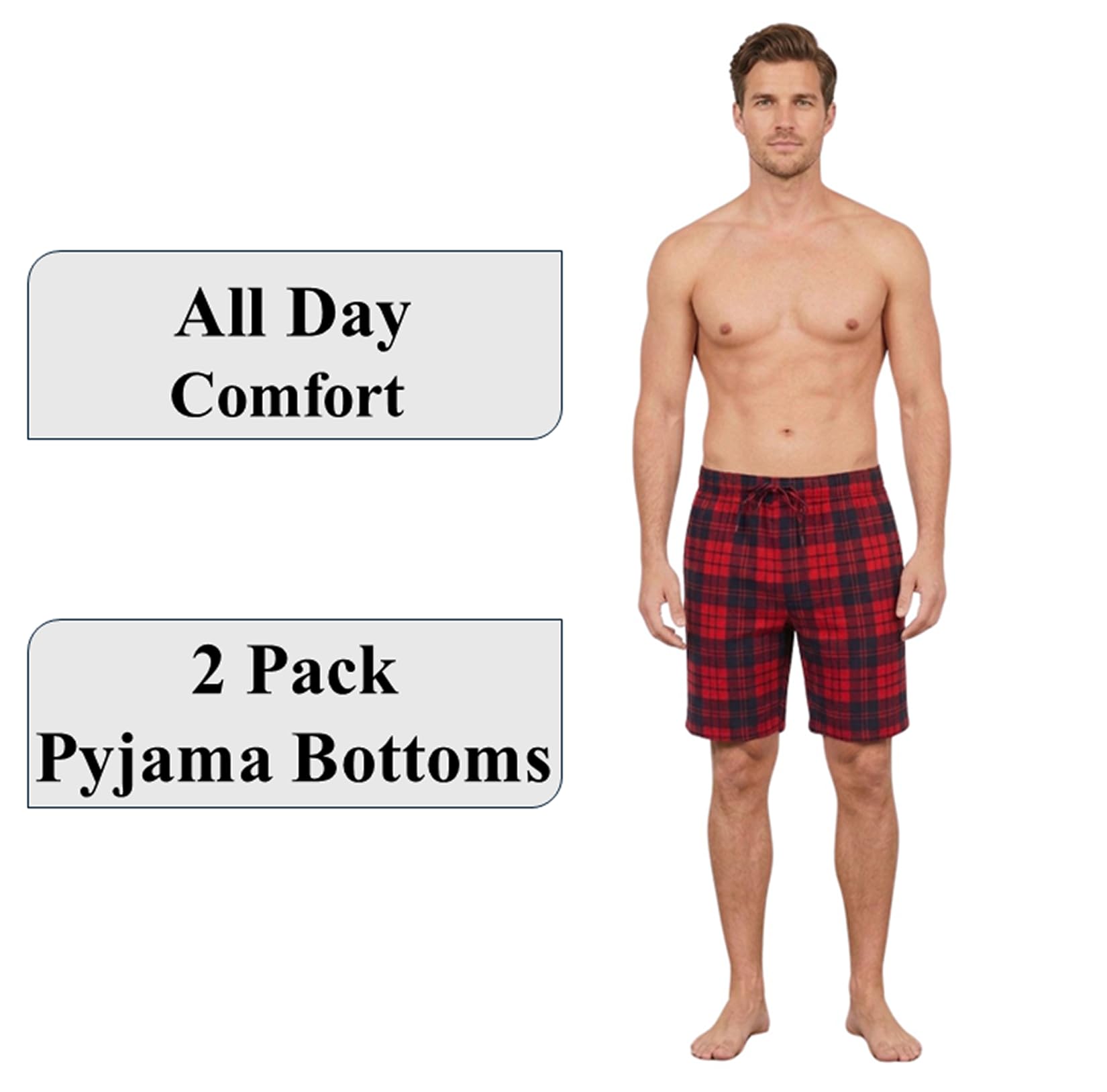 Men's Short Lounge Wear Pants Nightwear (Two Pack) Pyjama Bottoms Sleepwear