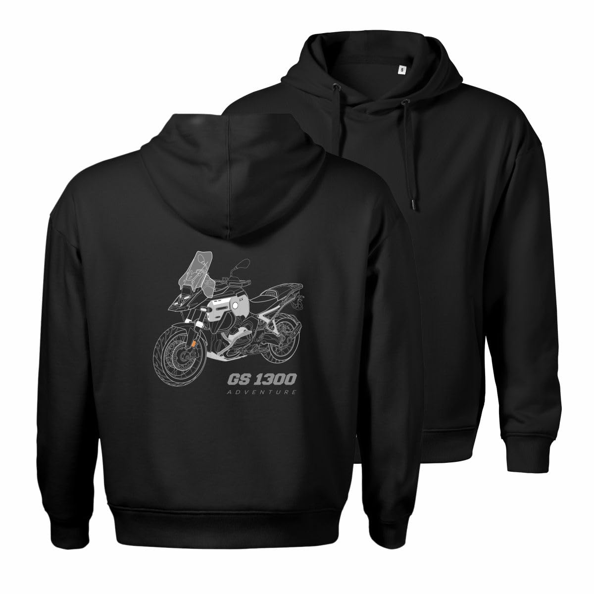 TOPSLANG Motorrad Hoodie Sweatshirt mit Kapuze auf dem Rücken mit Motorradmotiv GS1300 GS 1300 Adventure