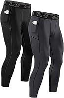 Runhit Men's Compression Running Tights - Workout Gym Leggings with Phone Pocket, Moisture-Wicking & Quick-Dry
