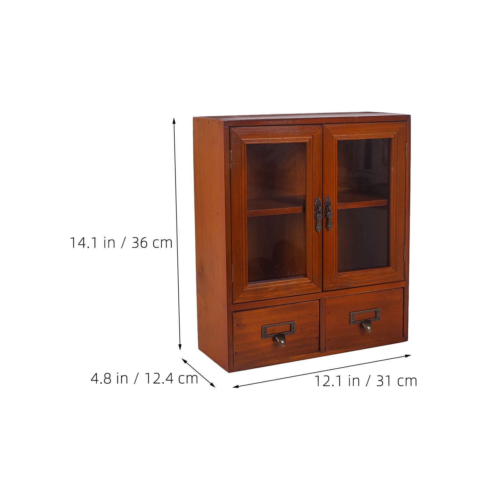 Mobestech Wohnzimmer Vitrine mit Glastüren und doppelter Tür, Apothekerregal aus Holz für Küchenorganisation und Aufbewahrung