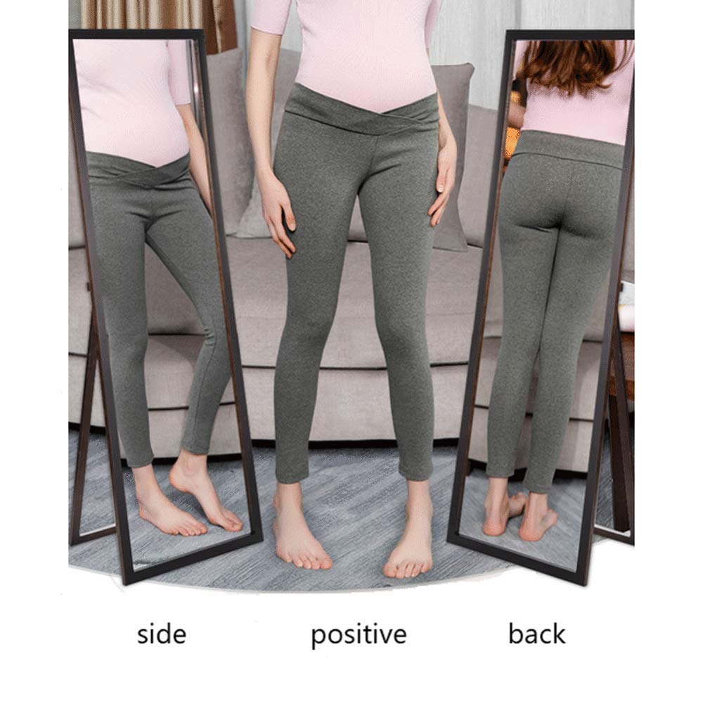 Leggings Para Mujeres Embarazadas Pantalones De Vestir Exteriores Finos Pantalones Recortados Algodón Mujeres Embarazadas Pantalones De Barriga De Arrastre Primavera Y Otoño,Cream-XL
