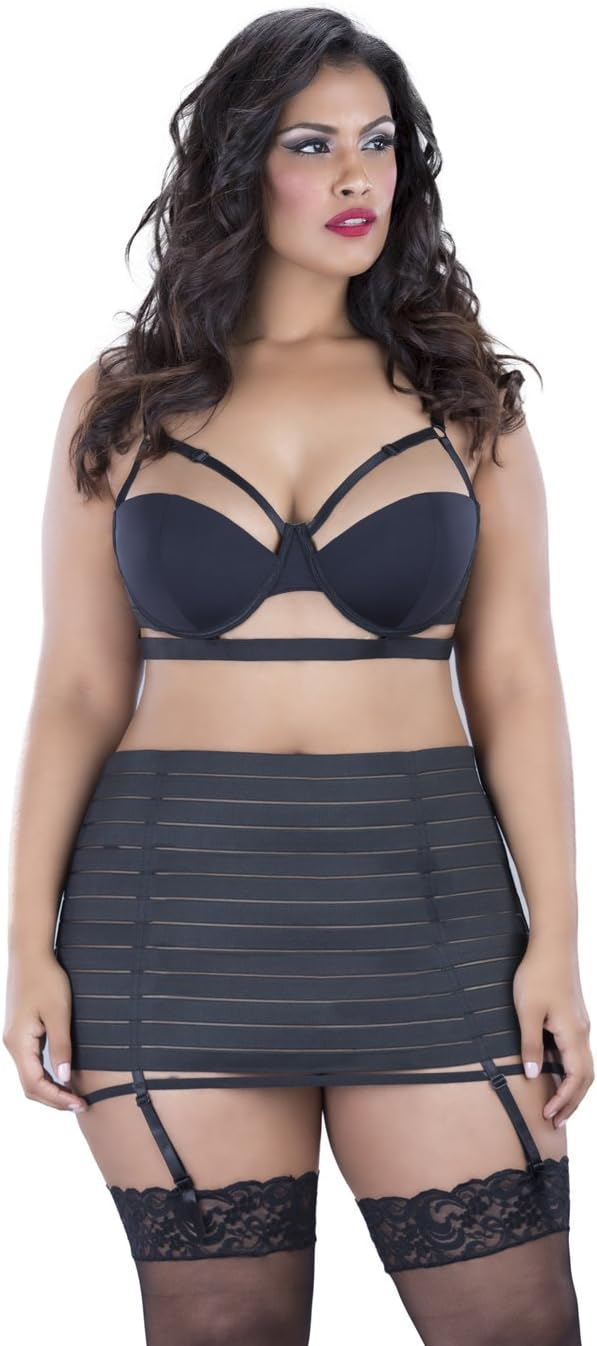 Oh la la Cheri Women's Plus Queen Size Bandage Garter Skirt with Gstring