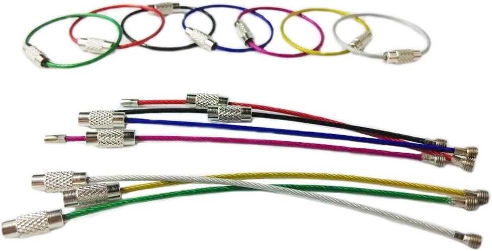 aufodaraAUFODARA 21 pcs Stainless Steel Wire Rope Keychain Key Ring Colorful