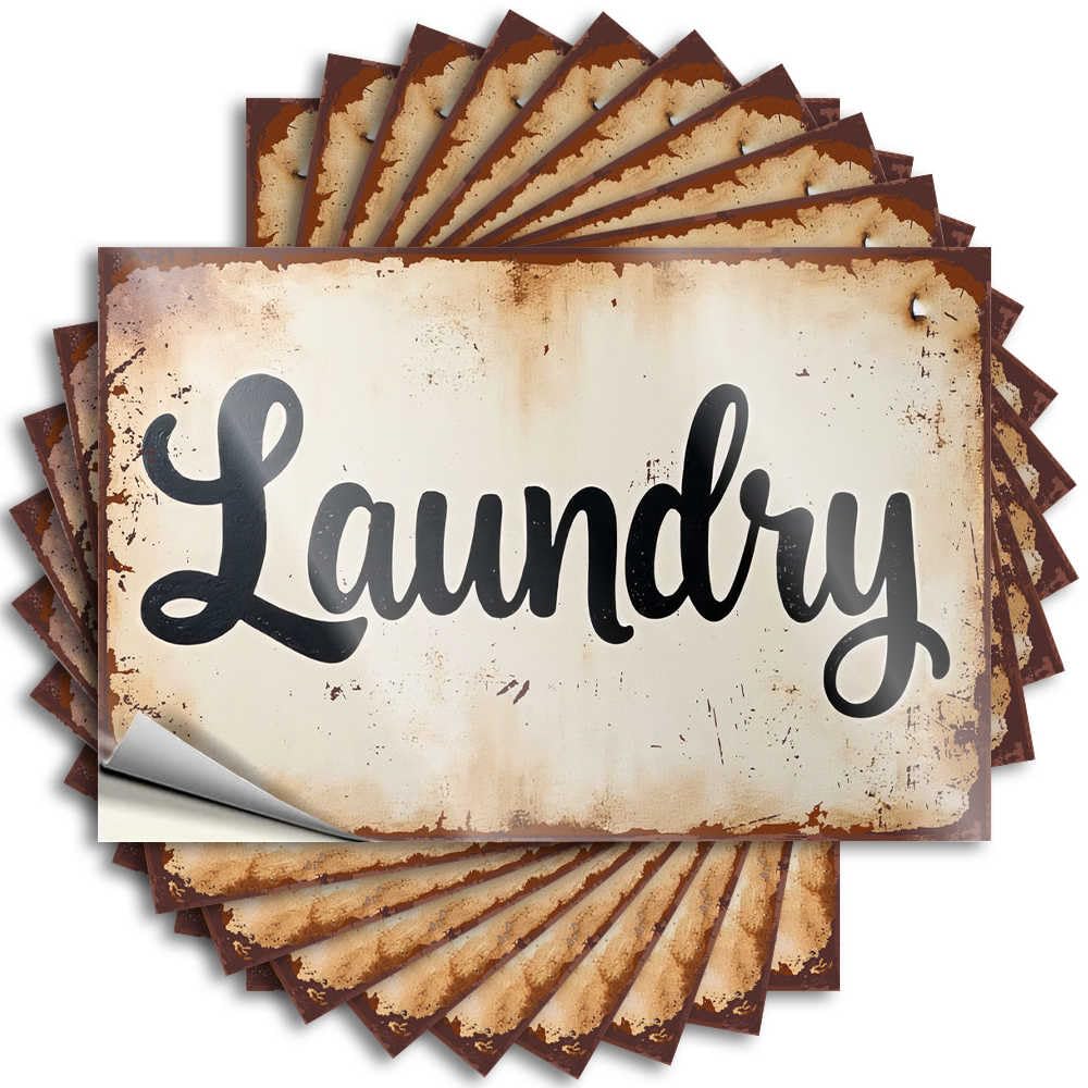 Stuff for Room Hard Bumper - Laundry Sign for Vintage Washroom Neutral Durable Sticker Easy Apply for Texas Decor(6X9CM)