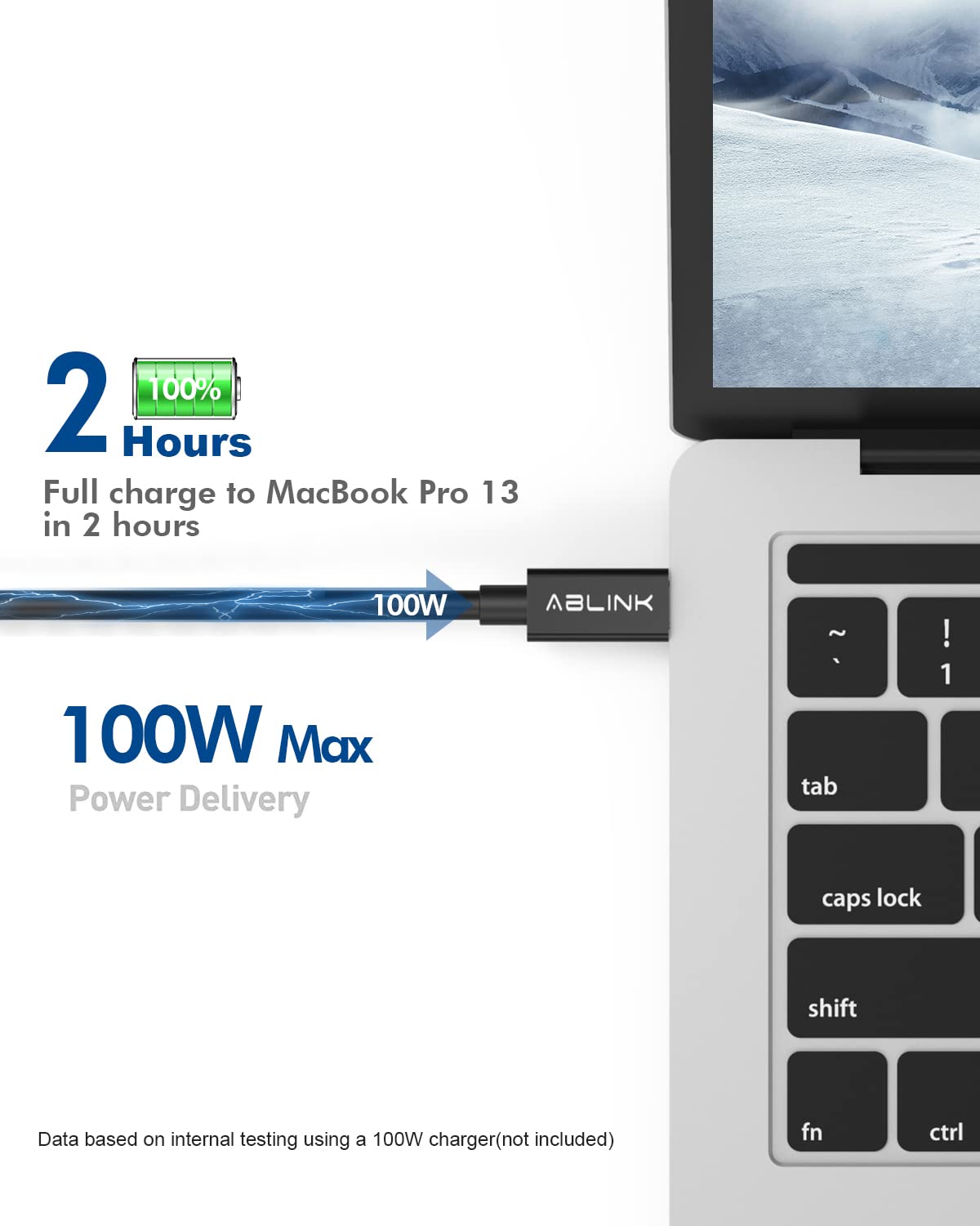 Thunderbolt 4 Cable 2m with 100W Charging,40Gbps Data Transfer,Single 8K or Dual 4K Displays