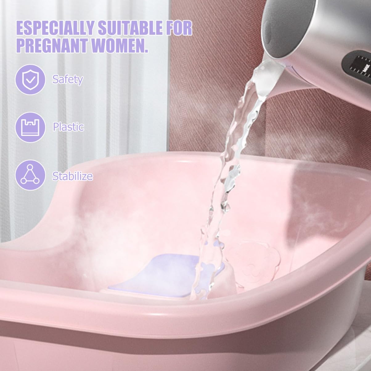 Yardenfun Ergonomisches Haarwaschbecken aus Kunststoff in Rosa zum Haarewaschen im Liegen für Schwangere und Kinder mit Praktischem Design und Einfacher Handhabung