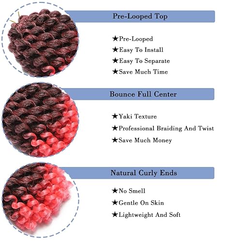 Miniatura 3 de Cabello rizado con ganchillo jamaicano con rebote de ganchillo, pelo corto trenzado de 8 pulgadas, extensiones de cabello rizado con ganchillo