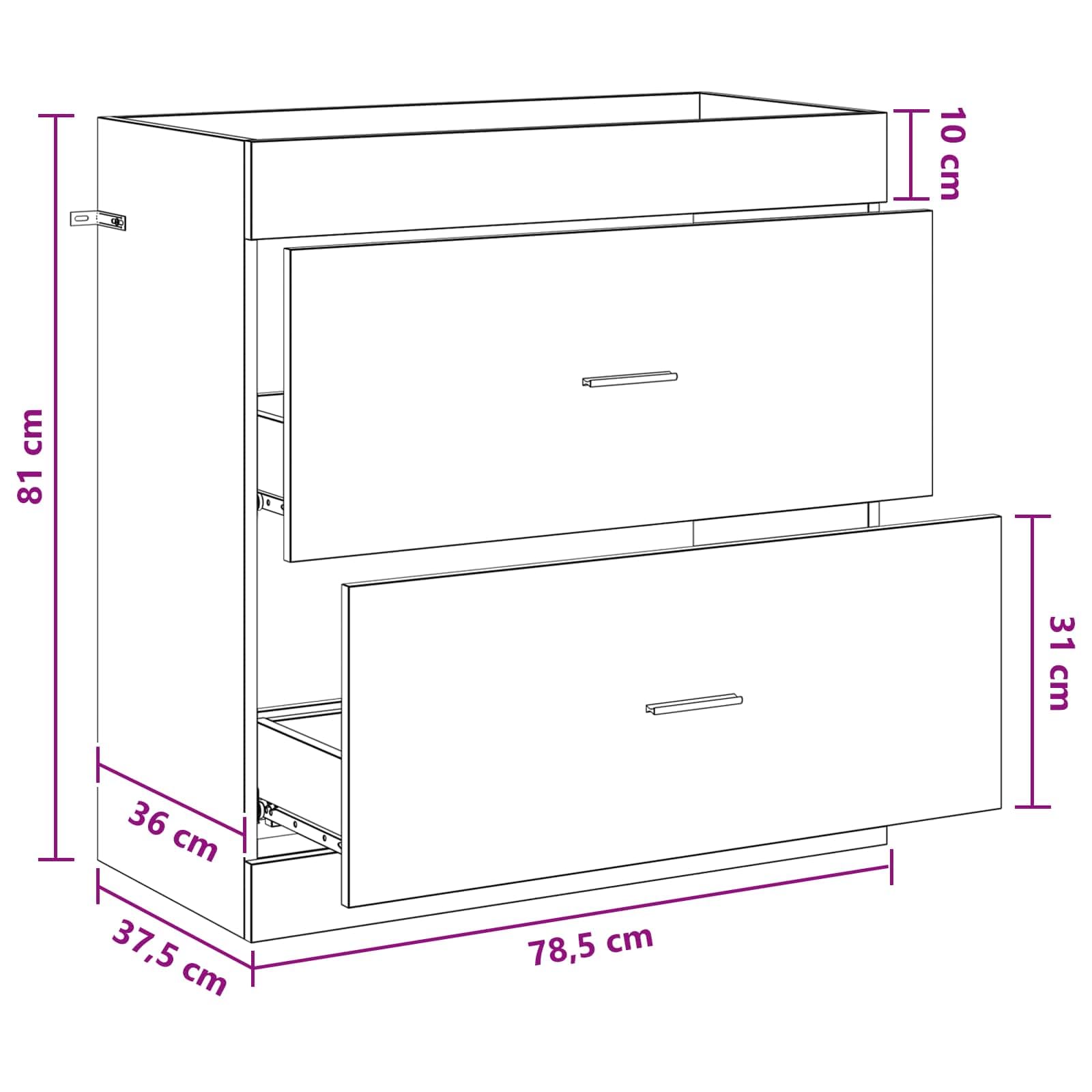 Mueble bajo fregadero de madera, ingeniería Chene Fume | Almacenamiento de cajones, uso interior, fácil montaje, diseño minimalista