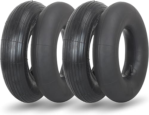 4.00-6 Juego de neumáticos y tubos interiores de repuesto, 2 unidades, neumáticos y ruedas resistentes de 13 pulgadas, vástago de válvula recto