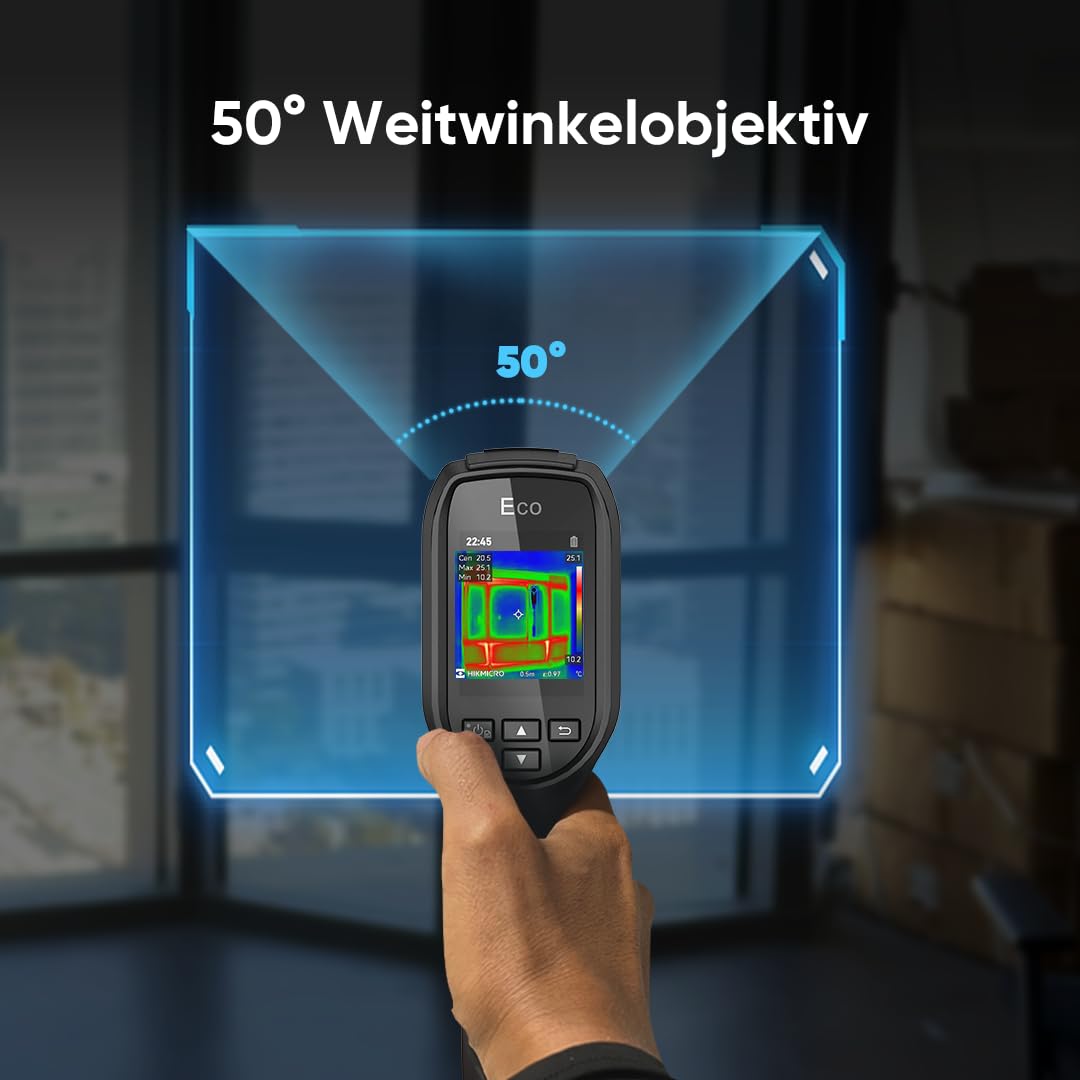HIKMICRO Wärmebildkamera SuperIR 240 x 240 IR-Auflösung/9.216 Pixel 25 Hz Bildwiederholrate, -20°C bis 550°C Infrarot-Thermometer, ECO Kompakte handheld Thermokamera mit Laserpointer