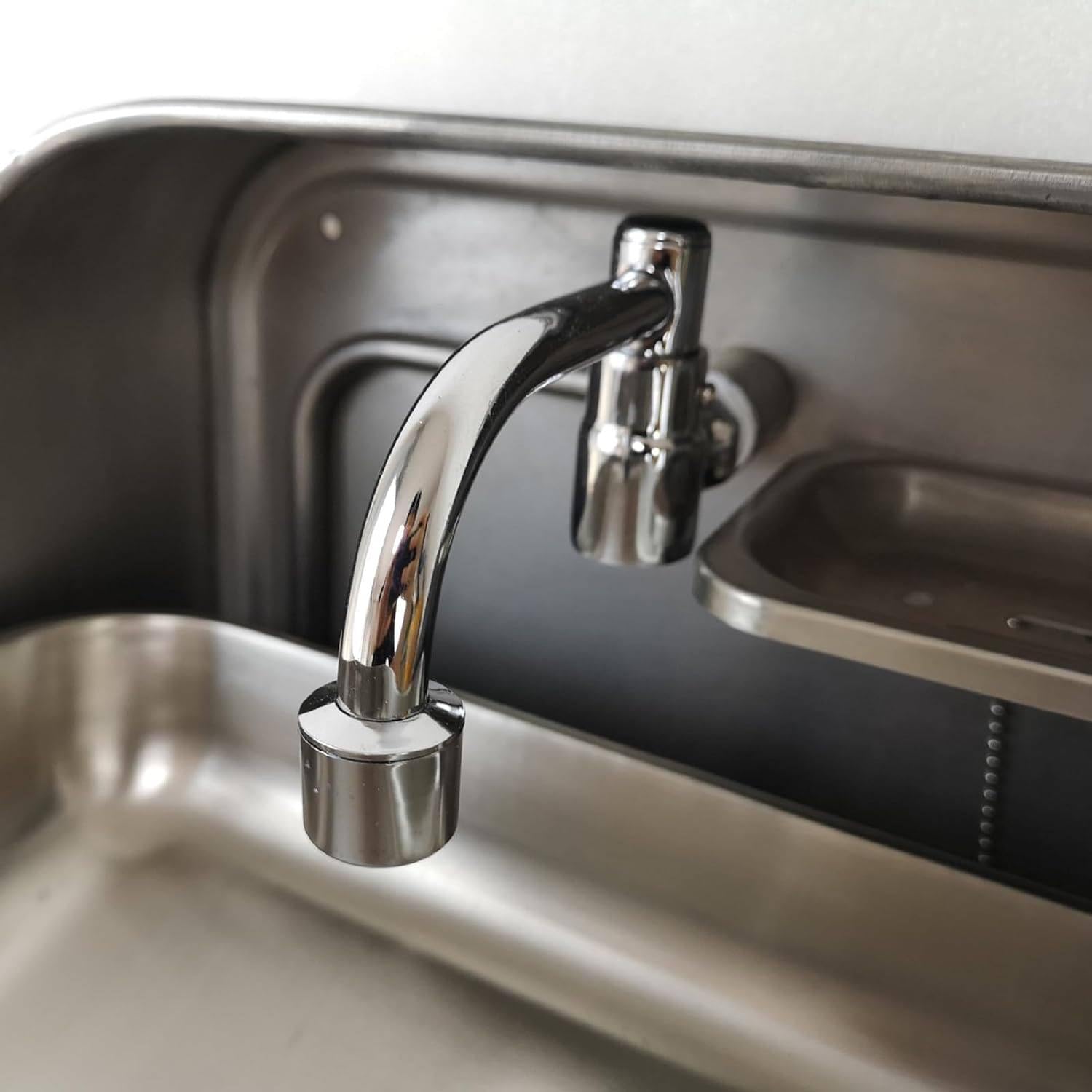 Lavello pieghevole da parete con coperchio e rubinetto per casa mobile, barca, roulotte, furgoni, camper, roulotte, roulotte, barche, camper, lavello in acciaio inox 304