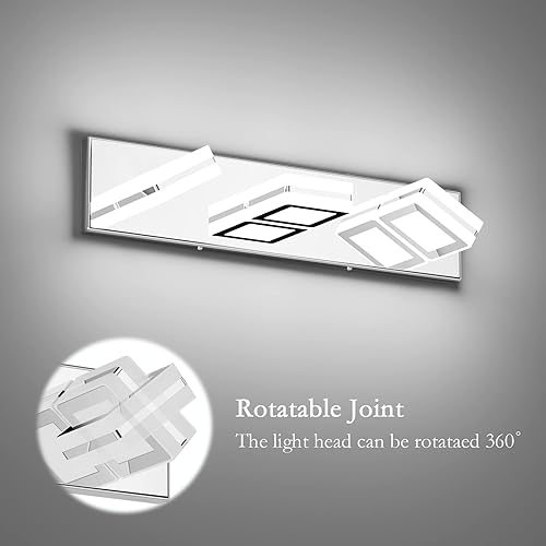 Miniatura 2 de Ralbay Moderna lámpara LED de tocador, 3 luces arriba y abajo, luces LED modernas para tocador de baño, sobre espejo, giratorias, acrílico, acero