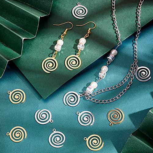 UNICRAFTALE 12Pcs 2 Colors Swirl Spiral Charms Stainless Steel Vortex Pendants Circle Round Spiral Wave Charms Metal Unique Shape Pendants for Earring Necklace Jewelry Making 18x15x1mm - Image 3