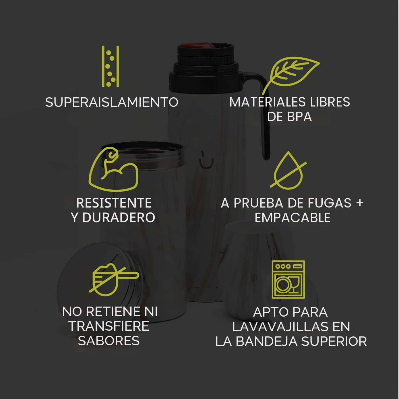 BALIBETOV 1000 ml Kit de Mate – Calabaza Mate Moderna, Termo, Contenedor para Yerba Mate, Bombilla & Cepillo de Limpieza – Doble Pared al Vacío – Tapa Sin BPA – A Prueba de Fugas y Fácil de Mantener