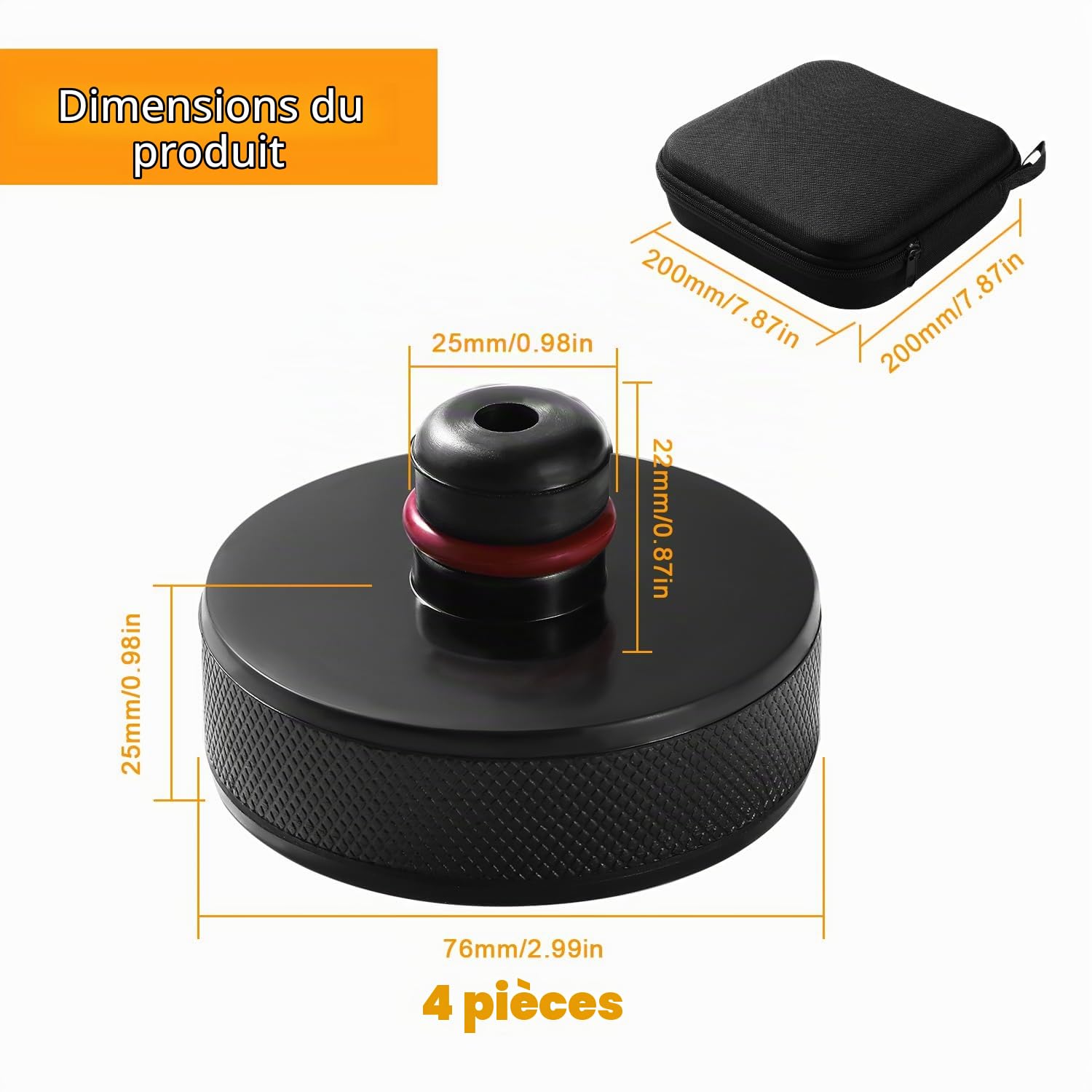 4 Pièces Jack Pad Tampon Compatible with Tesla Model 3/Y/S/X, Coussinet de Levage en Caoutchouc avec Mallette de Rangement, Tampon Cric, Patins de Levage pour Cric