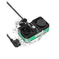 presa intelligente, Meross Presa esterna WLAN, presa esterna con 2 uscite, impermeabile IP44, funziona con HomeKit, Alexa e Google, 16A