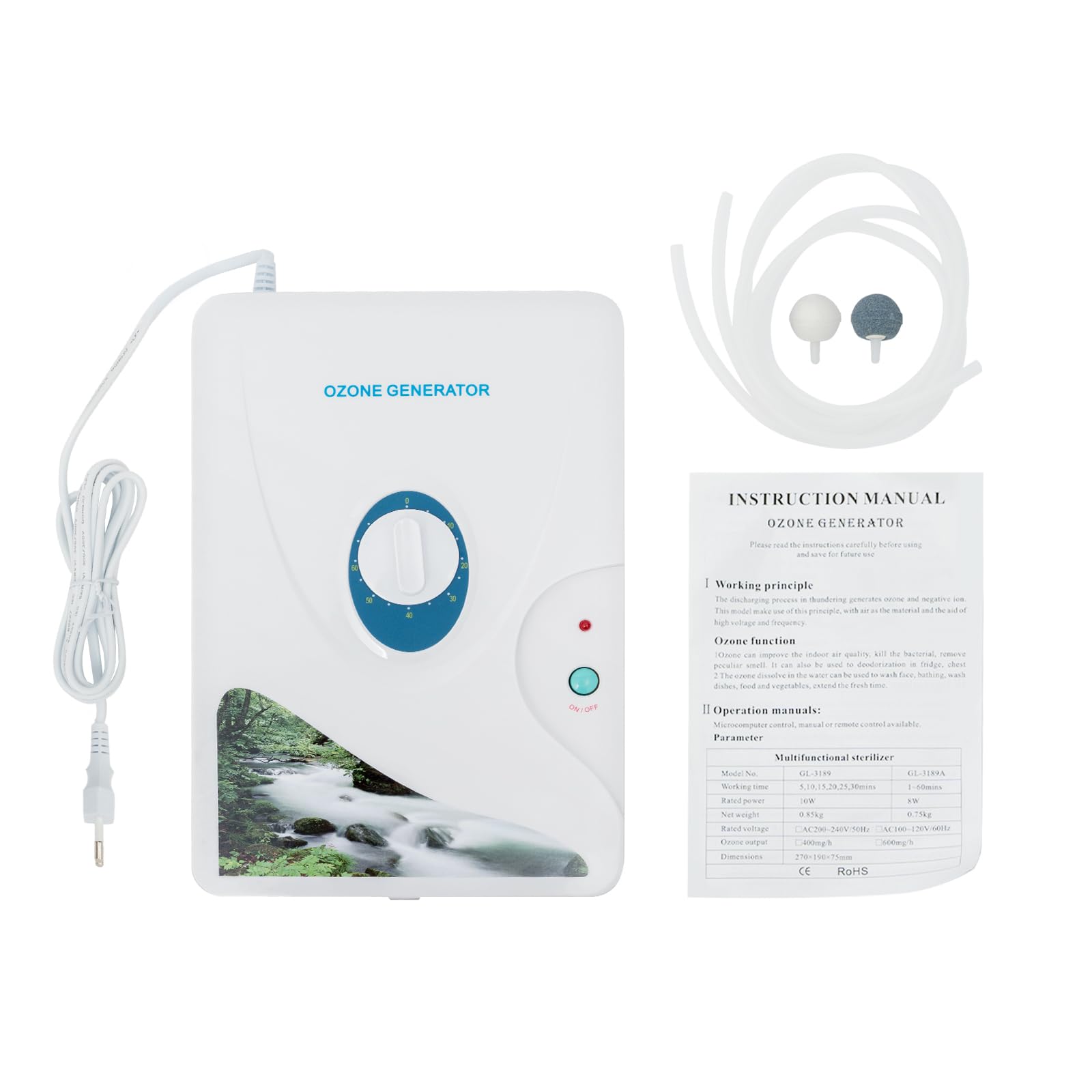 Purificador de aire de, eliminador de olores, generador de ozono, para desodorización de carne, frutas y verduras, desinfección de 600 mg/h, dispositivo de ozono para habitaciones, coches, mascotas