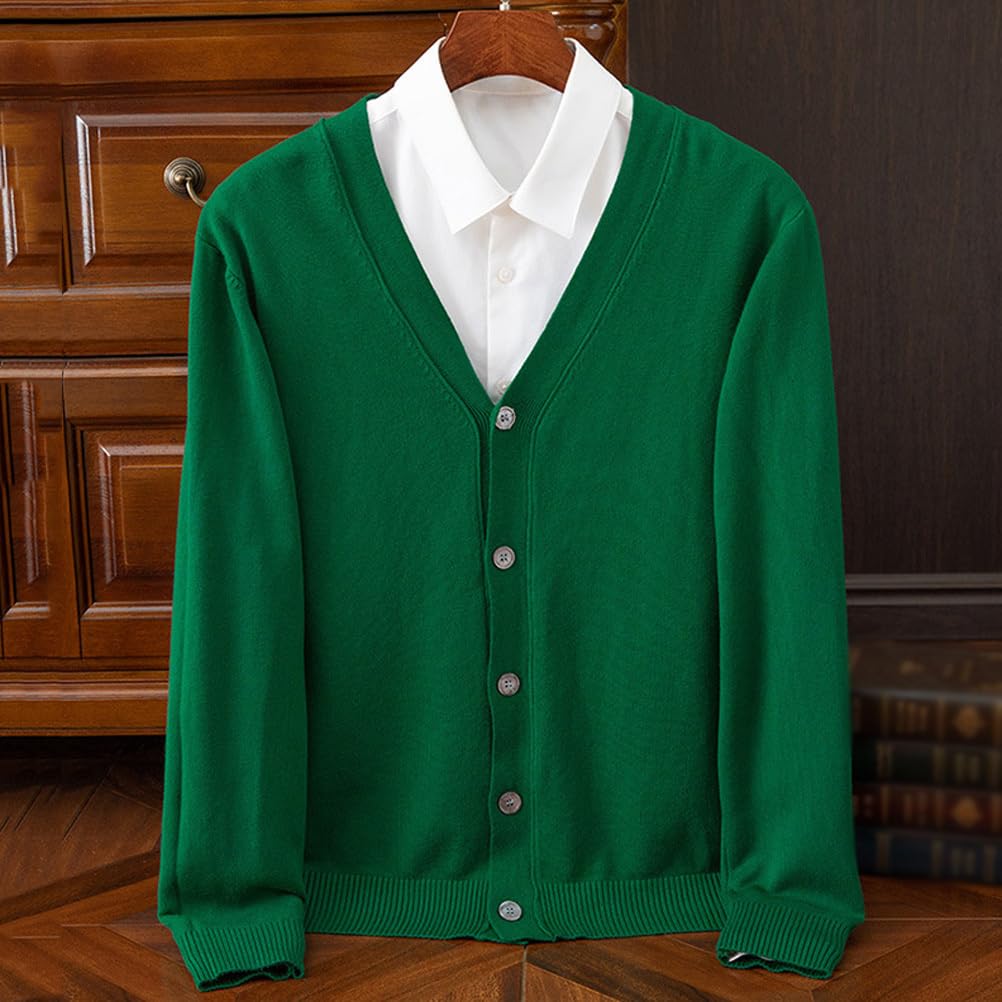 ORANDESIGNE Gilet Fin Homme Pull Cardigan Léger Cardigans en Tricot Col en V Classique Gilet Boutonné Automne Hiver