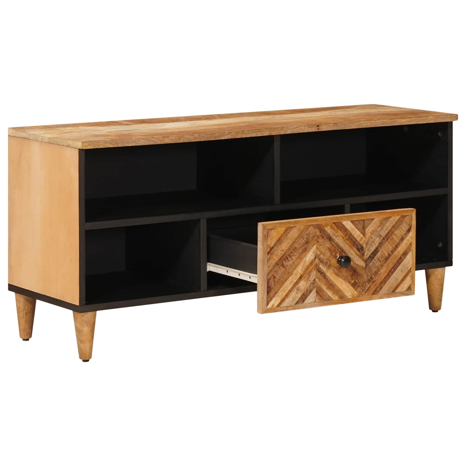 Mueble de almacenamiento de madera de mango macizo, marrón, 100 x 33,5 x 46