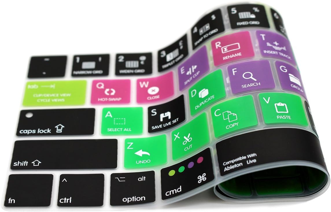 Ableton Live Shortcuts Hotkey Waterproof Ultrathin Keyboard Cover for MacBook Pro 13 15 inch 2019 2018 2017&2016 with Touch Bar&Touch ID Model:A2159 A1989 A1706/A1990 A1707,USA Version A-Ableton Live