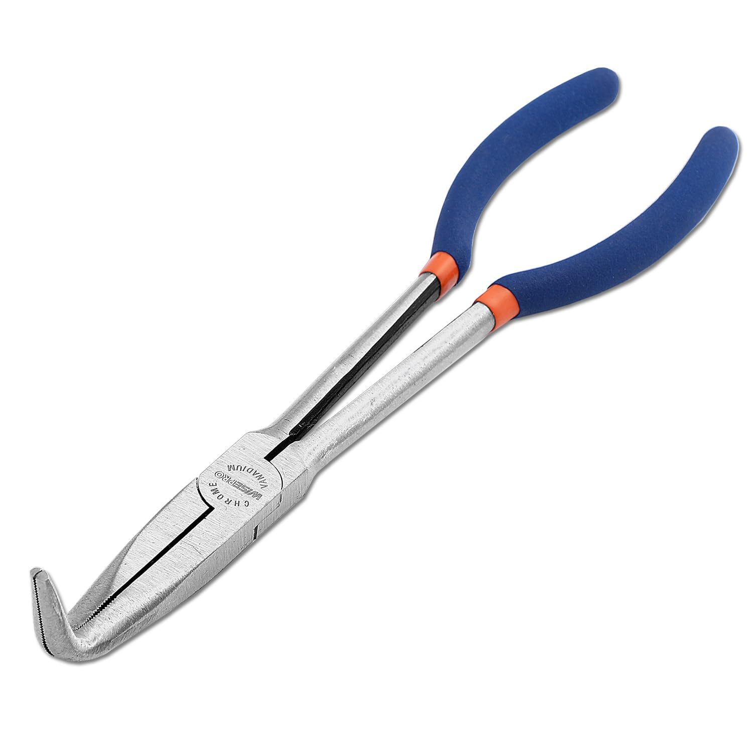 Wisepro Blue 11 Inch Extra Long Reach Needle Nose Pliers, 90° Angle For Wire Processing, Home Repairing