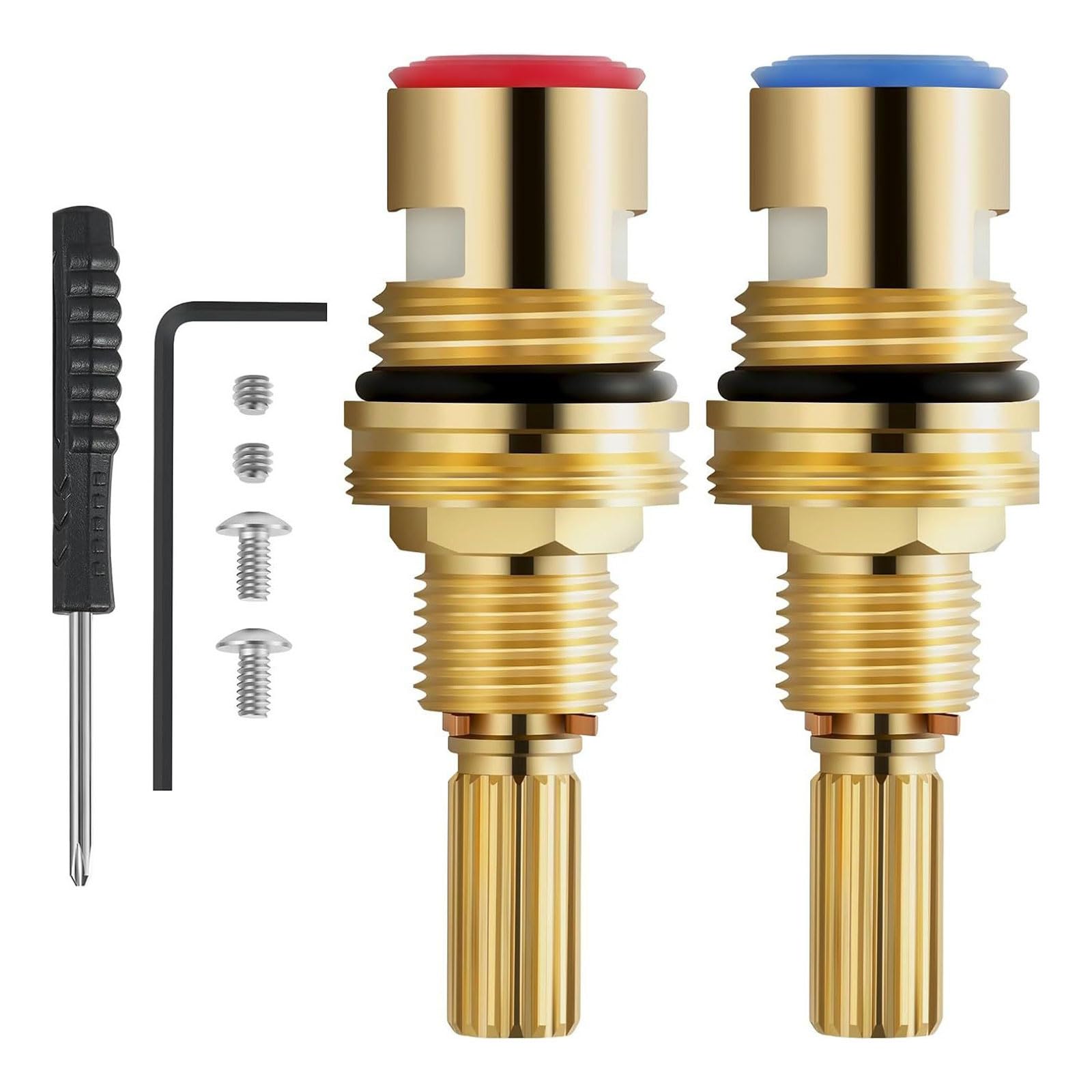 Ywluuoo Multicolor Faucet Valves Replacement Hot And Cold Water Spools Brass Ceramic Disc Cartridges For Washroom Basins Tap Enduring For Bathroom Hot Cold Water Kitchen Tap