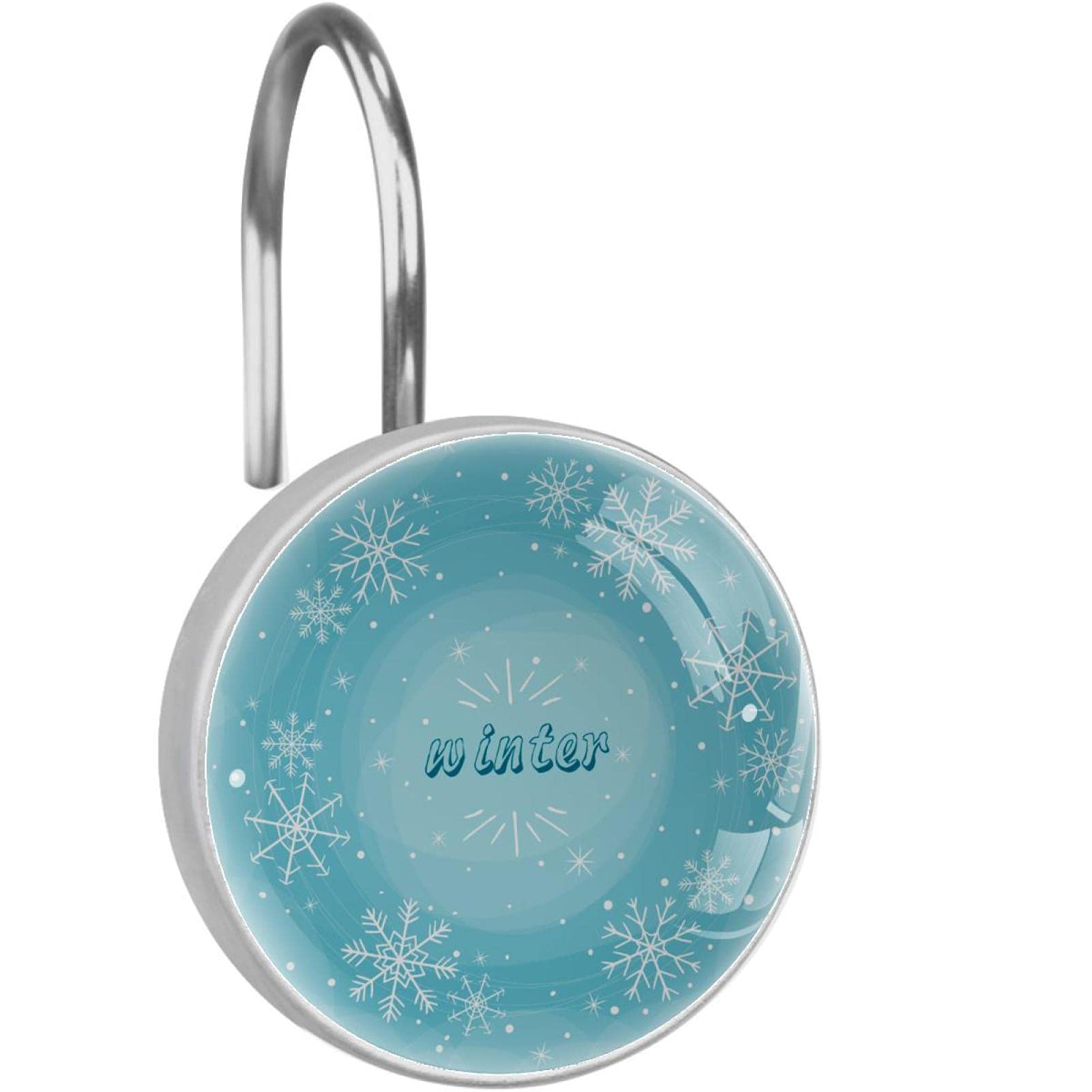 Rideau de douche impeccable avec les crochets flocon de neige bleu inox