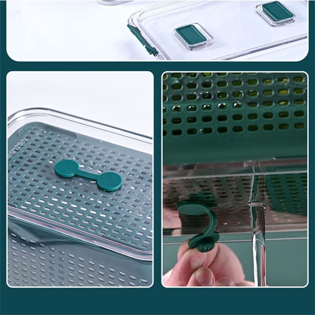 Kühlschrank-Aufbewahrungsbox Frischhaltebox mit Griff, transparentes Material (Farbe: dunkelgrün, Größe: 2,5 l) (grün 2,5 l)