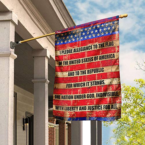 Drapeau de jardin avec inscription « I Pledge Allegiance To The Flag of the United States of America », drapeau saisonnier double 32 cm x 48 cm