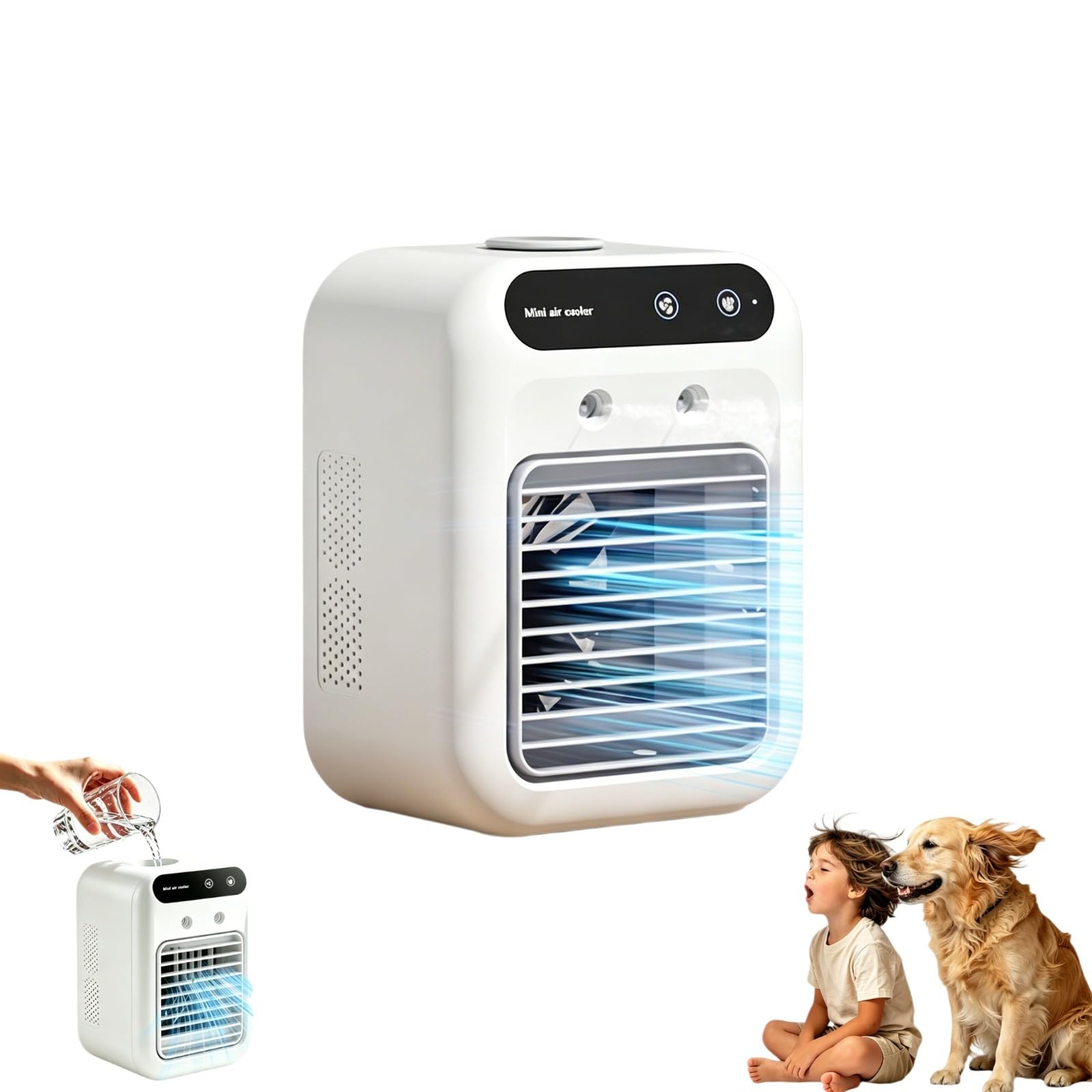 Glacier Breeze Portable Fan Original - New & Improved 2026 Version with Water Tank (16 * 11 * 21cm-1PCS)