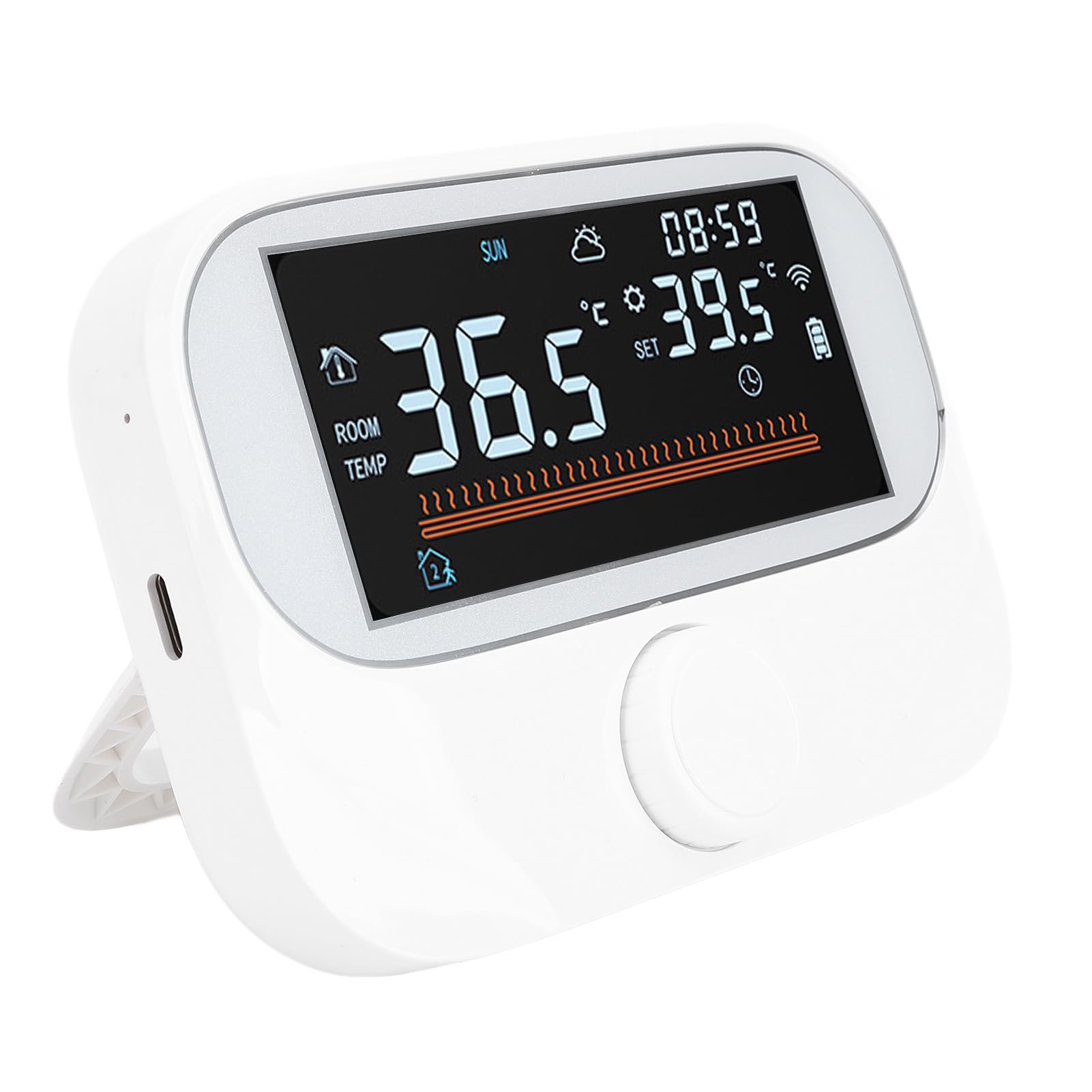 LiebeWH Inteligentny Termostat, Bezprzewodowy Programowalny Regulator Temperatury w Pomieszczeniu ABS z Wyświetlaczem LCD, Sterowanie Głosowe za pomocą Aplikacji, Energooszczędne Ogrzewanie do Użytku