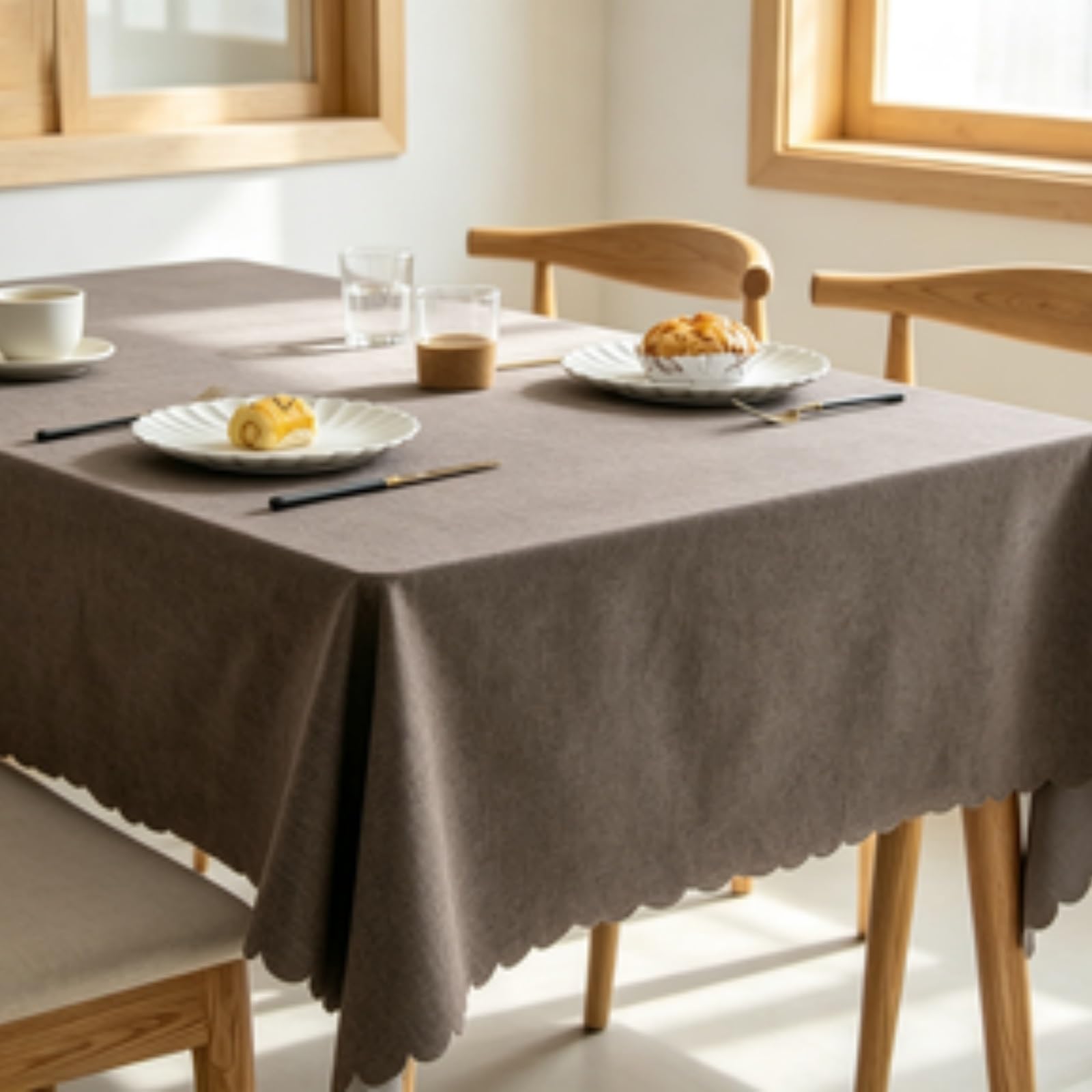 RCYONGQ Tablecloth Table Cloth Wipe Clean Waterproof Stain-Resistant Tablecloth Wipeable Durable Scratch Resistant, Washable For Coffee Kitchen Small Tabletop Decoration(Brown,110x170cm)