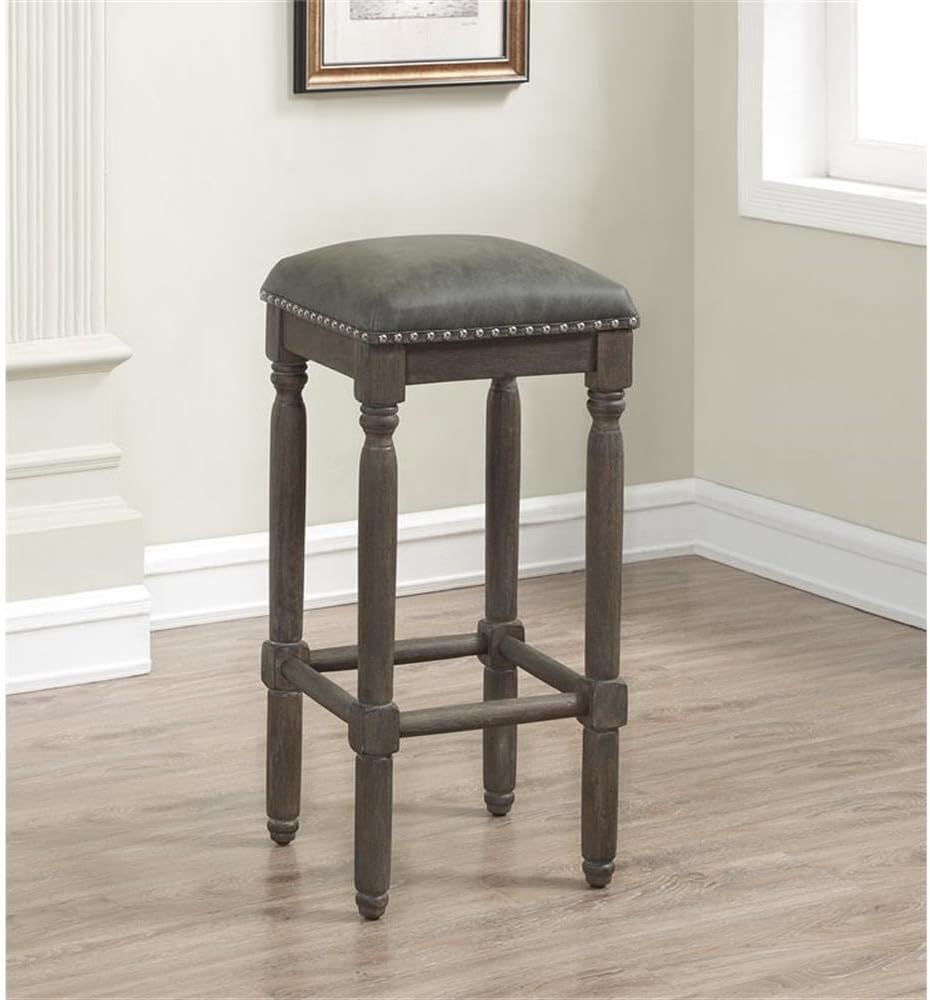American Woodcrafters Bronson 30-inch Driftwood Gray Wood Backless Bar Stool