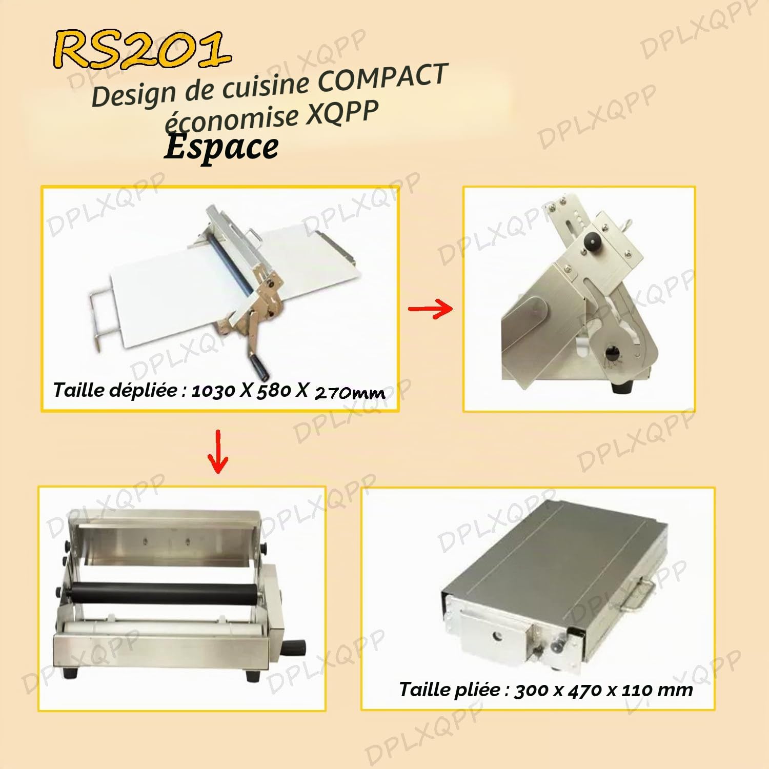Laminoir à Pâte Manuel Professionnel,Machine à Pâte Feuilletée,Avec Niveaux D'épaisseur Réglable,Pour Croissants, Pizza & Pâtes,Surface Antiadhésive En Pp Alimentaire (Modèles Rs101/Rs201),RS201