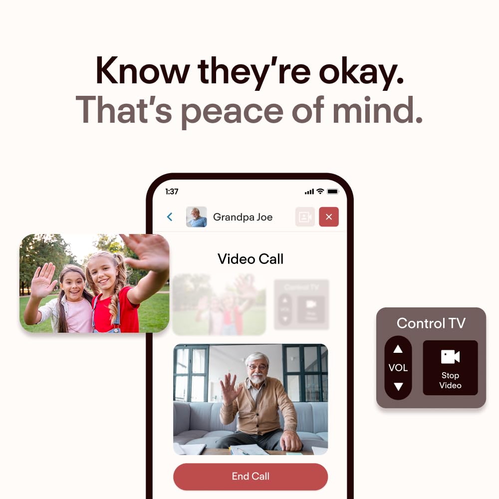 Jubilee TV – Videoanrufe & Kommunikations-Hub mit Universal-Fernbedienung für Senioren – App für Familie mit Steuerung TV von überall – 2 Monate Serviceplan enthalten