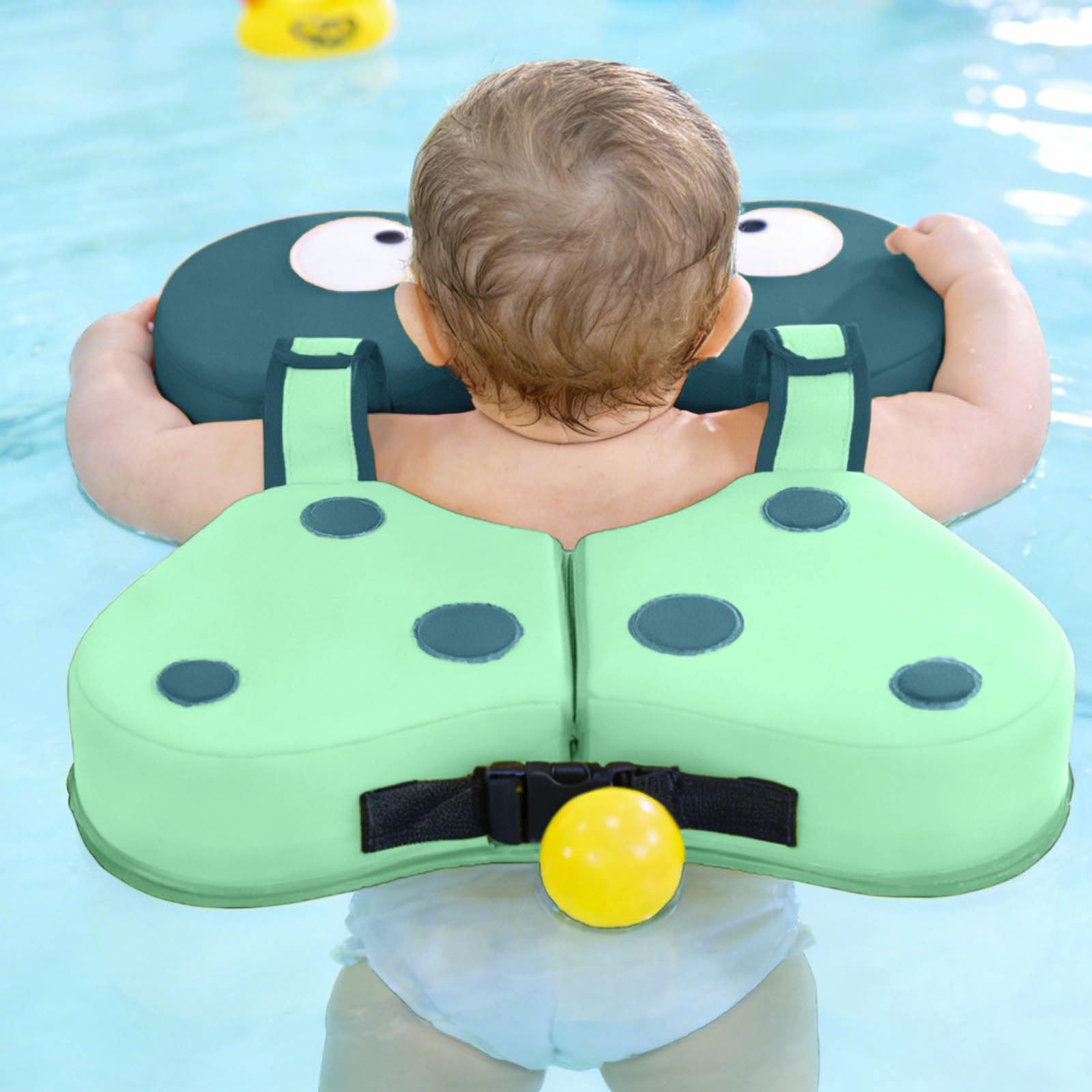 Anello Galleggiante per Il Collo, Non Gonfiabile, per Neonati, per Nuotare in Sicurezza in Piscina. Galleggiante per Bambini con Fibbia, in Schiuma a Perle, Design Acquatico, per Bambini dai 6 ai 36