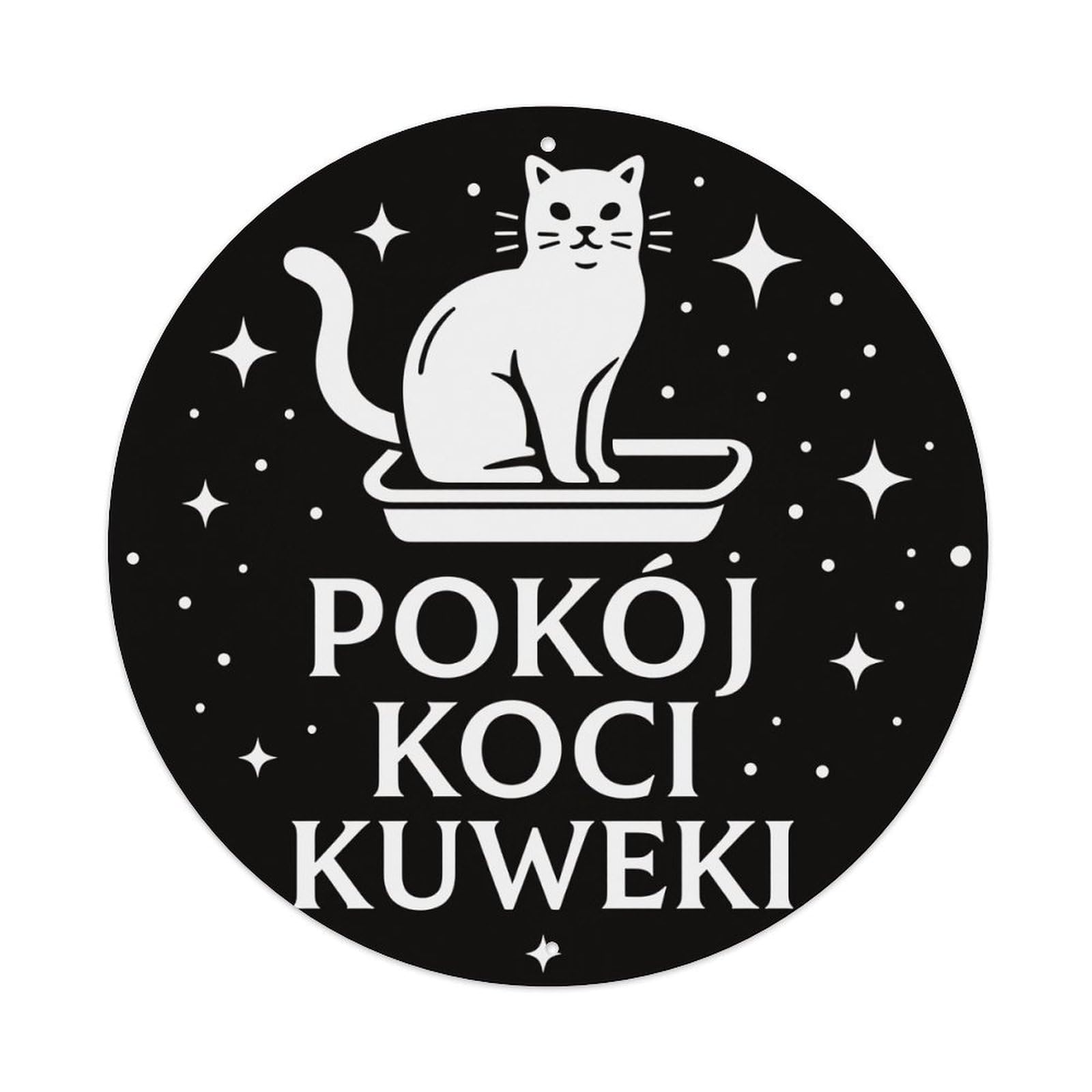 Cat On Tray Stars Background Text Round Tin Sign Vintage Style Metal Sign Home Bar Garden Wall Plaque Decor Metal Poster 8x8 Inch
