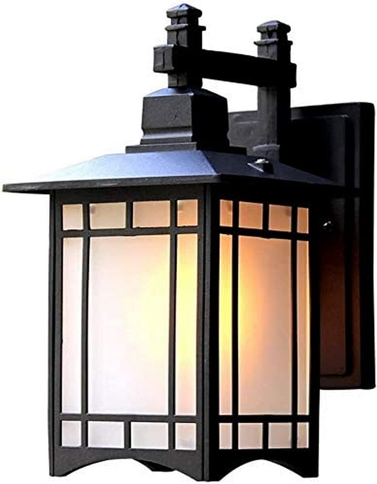 CWCQGH Wall Sconces, Wall Light Modern Simple LED Outdoor Wall Light, Black Wall Lamp Glass Shade Aluminum Metal Wall Sconce Outdoor Fixtures Waterproof, Industrial E27 Wall Lig,Black