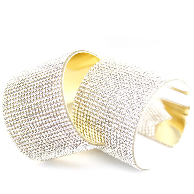 Fuqimanman2020 Multi Rows Rhinestone Bracelet Crystal Wide Arm Cuff Bangle for Women Bridal Statement Party Wedding Prom Jewelry2