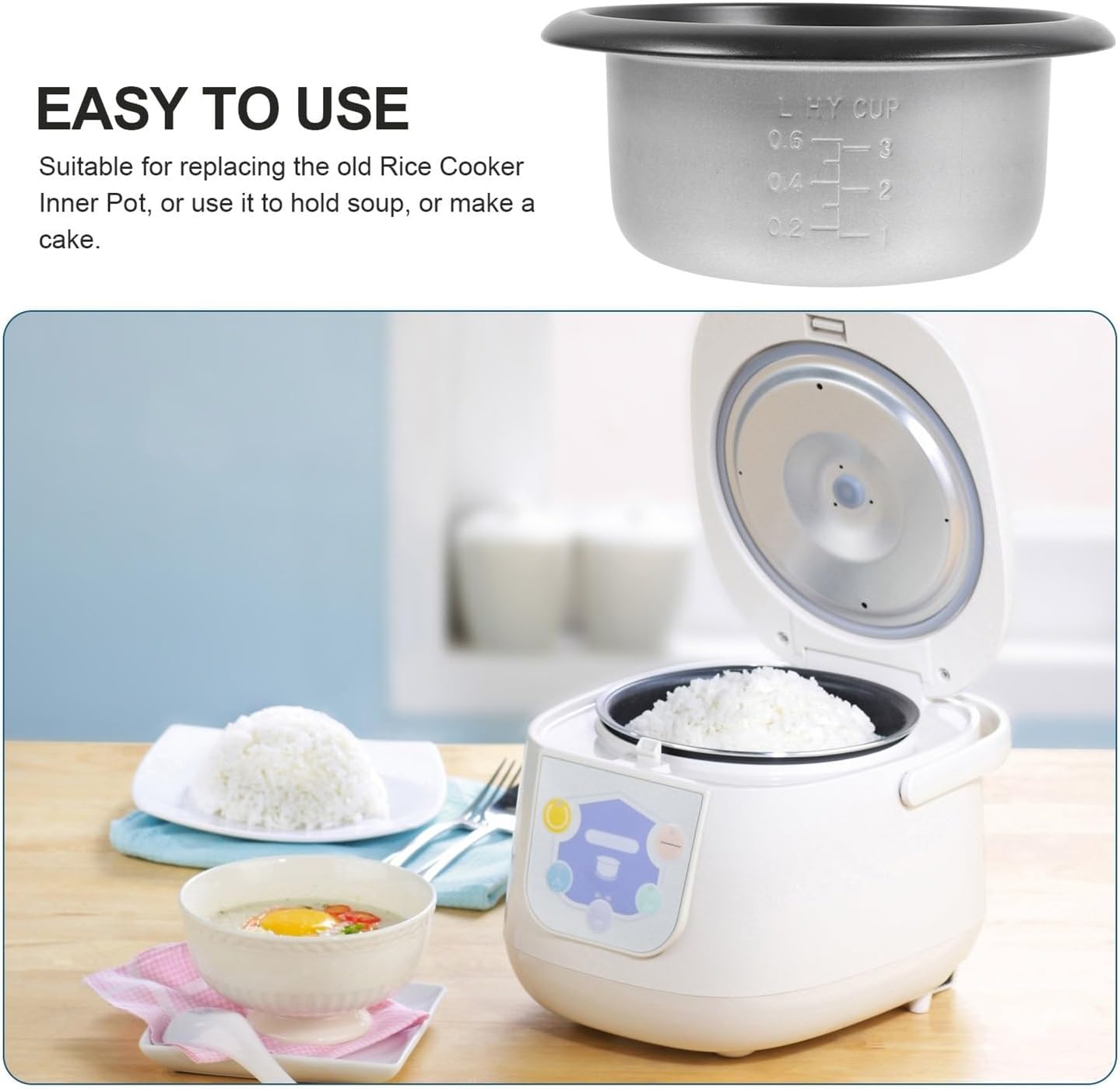 1.5L Rice Cooker Inner Pot Cooker Replacement Pot Non Stick Inner Pressure Cooker Inner Pot Food Rice Cooker ，Compatible for Kitchen Accessories