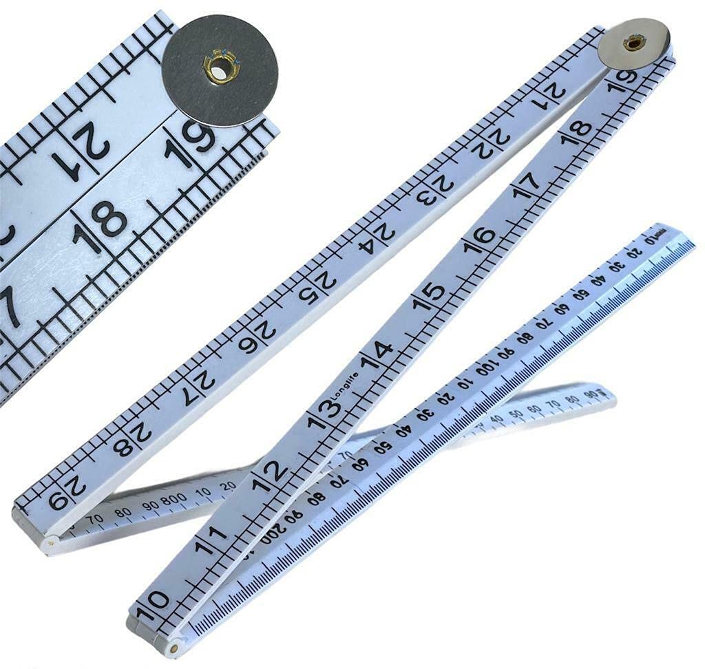 PaulStore Folding Plastic Ruler 1m 3ft Easy to Read Metric Imperial Markings MS165