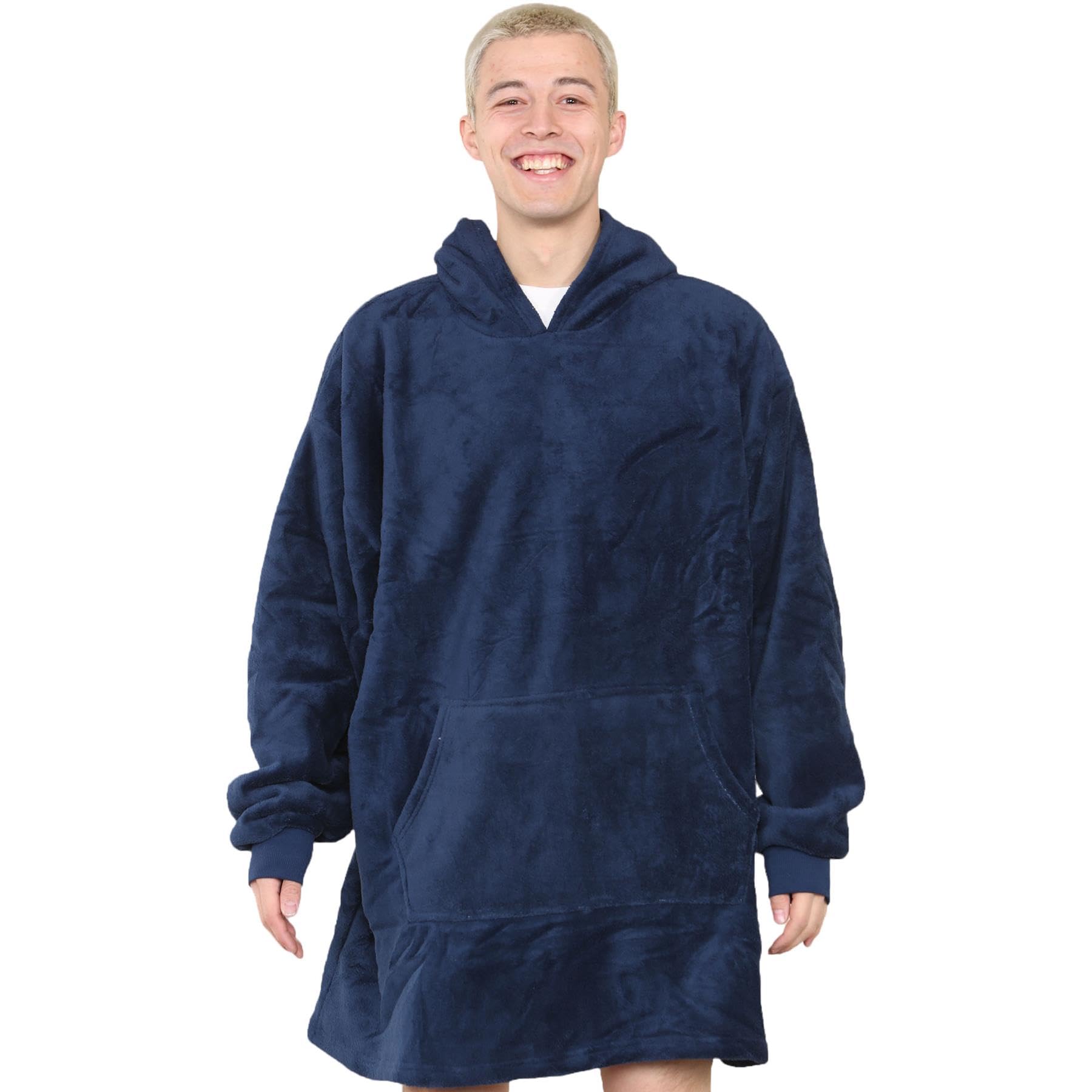 A2Z Adult Oversized Hoodie Snuggle Warmth Sherpa Fleece Lining - Snuggle 958 Navy Adult One Size
