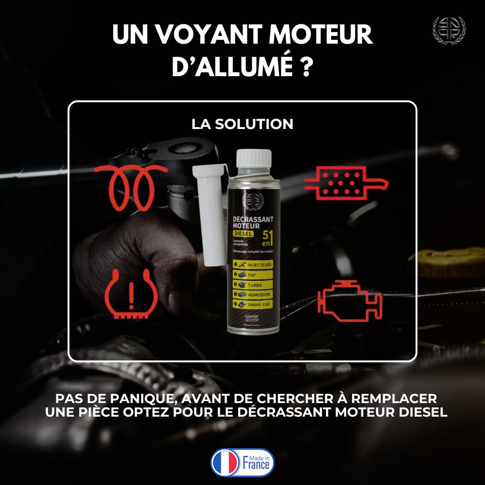 Décrassant Moteur Diesel 5en1 375mL Ultra concentré | Nettoyage Complet Injecteur, Turbo, FAP, EGR | Additif Diesel Décalaminant Moteur | Facilite Le CT | Utilisation Facile Résultat immédiat