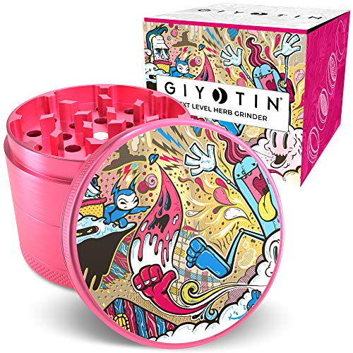 Giyotin 4 Piece Spice Herb Grinder includes Pollen scraper and Travel bag. 2.2"