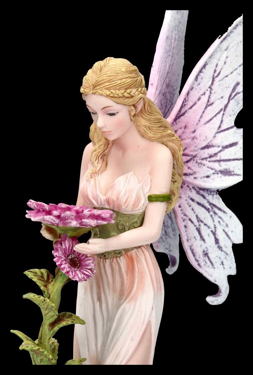 Statuetta di elfo - Florina in ginocchio davanti a un fiore | Fata, fatina, angelo, figura decorativa, articolo decorativo, statua, scultura, A 15 cm