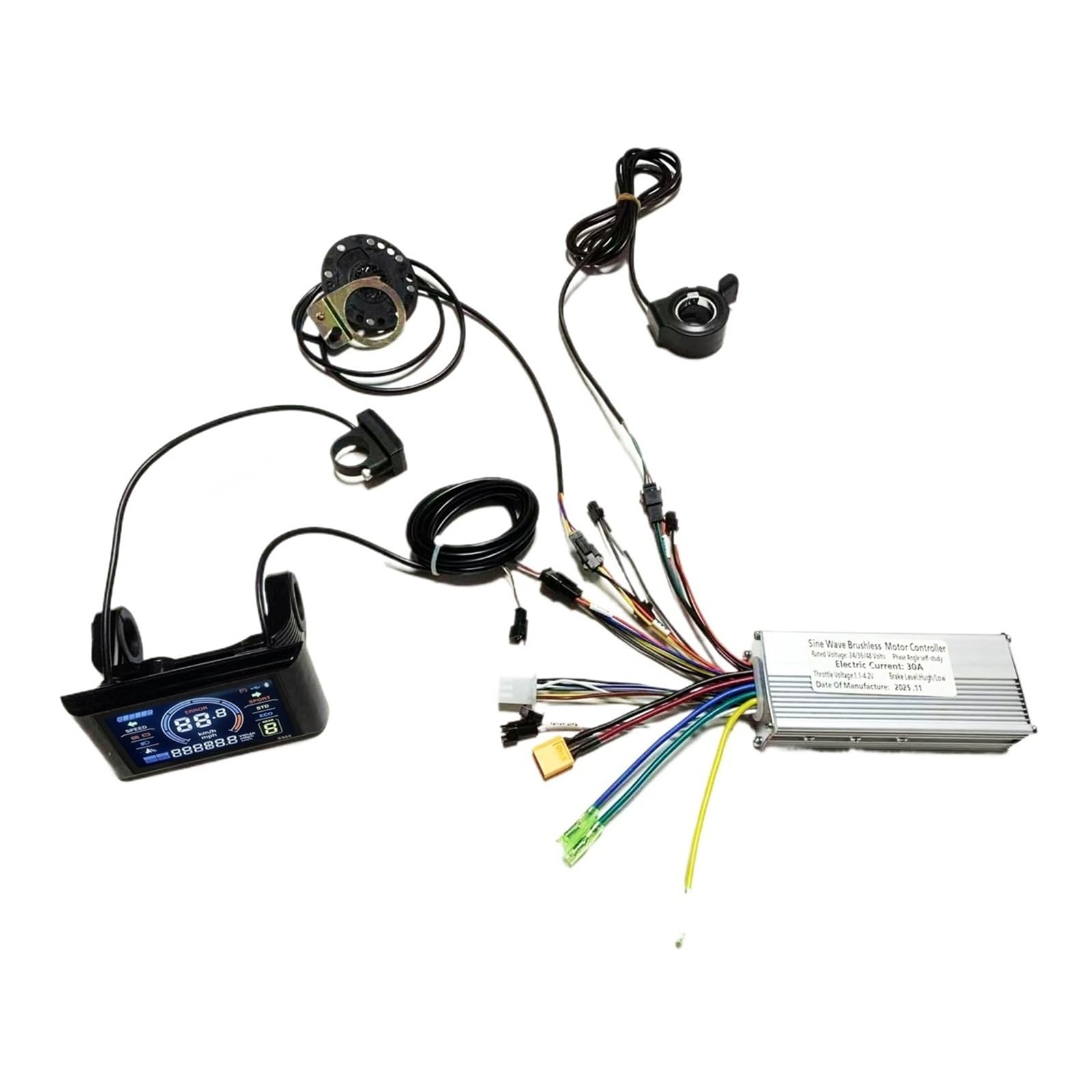 HHB18I 350W-1000W BLDC Sine Wave 30A Controller With PAS, Throttle and S966 color LCD set 24V-36V-48V Three Mode